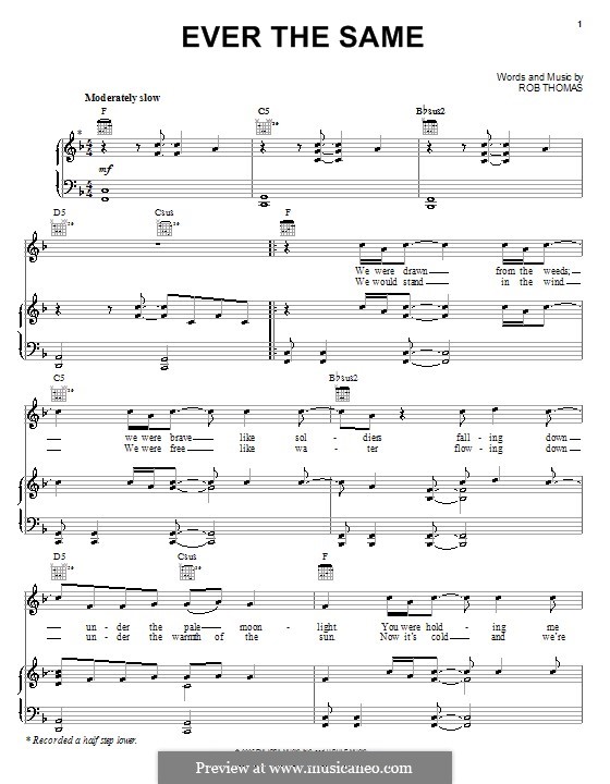 Ever the Same: Para vocais e piano (ou Guitarra) by Rob Thomas