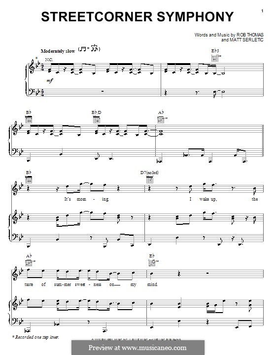 Streetcorner Symphony: Para vocais e piano (ou Guitarra) by Matt Serletic