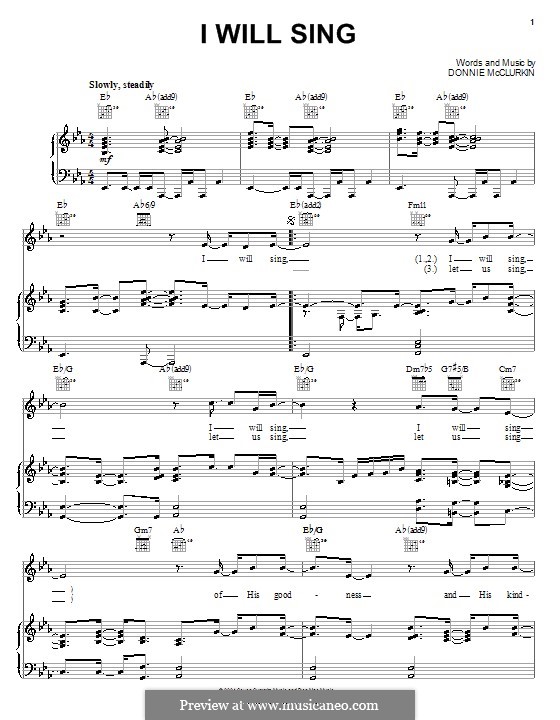 I Will Sing: Para vocais e piano (ou Guitarra) by Donnie McClurkin