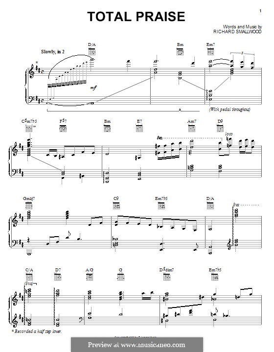 Total Praise: Para vocais e piano (ou Guitarra) by Richard Smallwood