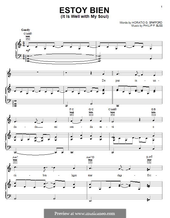 Estoy Bien (It Is Well with My Soul): Para vocais e piano (ou Guitarra) by Philip Paul Bliss