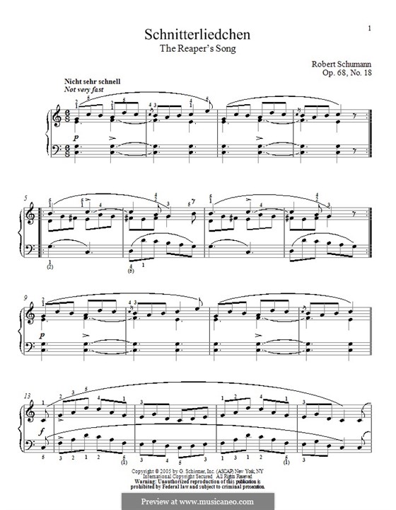 No.18 Schnitterliedchen (The Reaper's Song): Para Piano by Robert Schumann