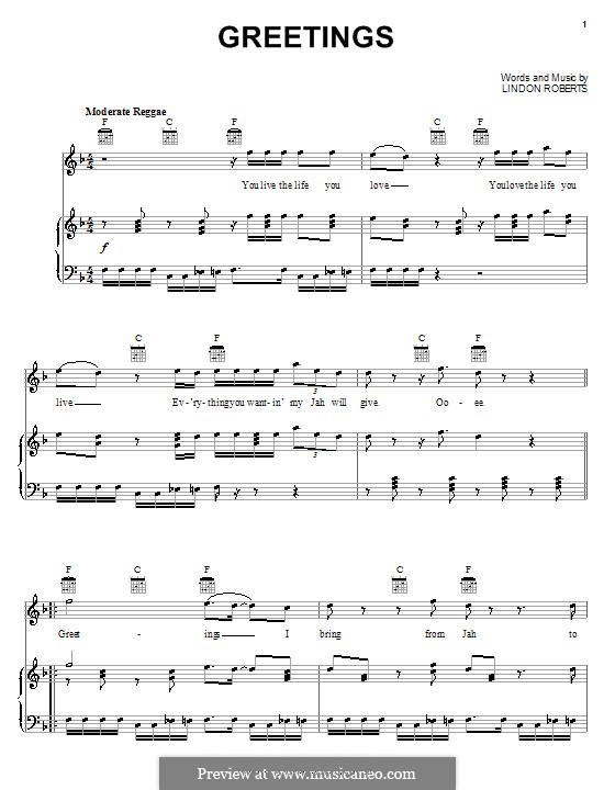 Greetings (Halfpint): Para vocais e piano (ou Guitarra) by Lindon Roberts