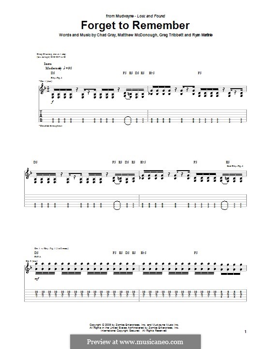 Forget to Remember (Mudvayne): Para guitarra com guia by Chad Gray, Greg Tribbett, Matthew McDonough, Ryan Martinie