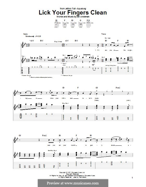 Lick Your Fingers Clean (Jethro Tull): Para guitarra com guia by Ian Anderson