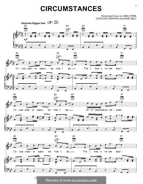 Circumstances: Para vocais e piano (ou Guitarra) by Dave Kelly, Donovan Germain, Mark Myrie