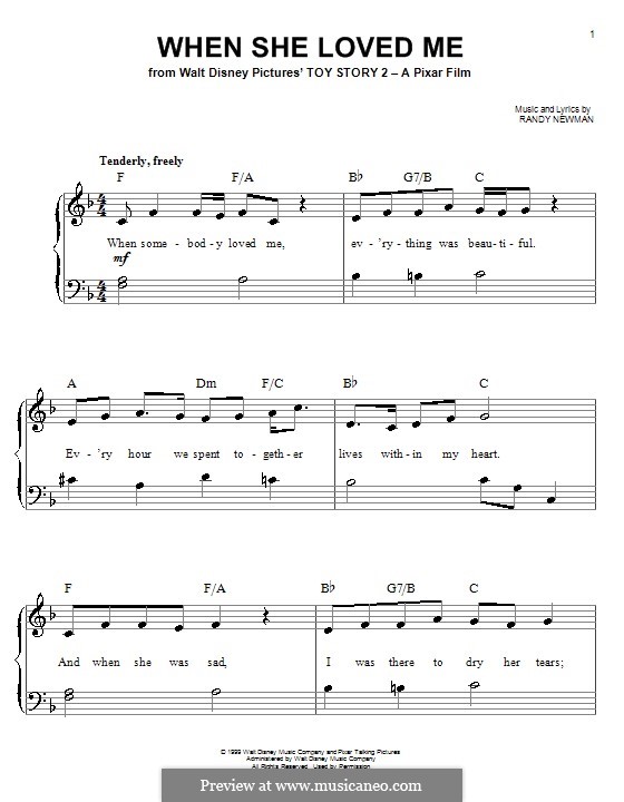 When She Loved Me (from Toy Story 2): Facil para o piano by Randy Newman