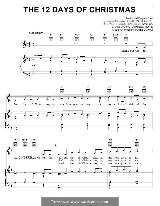 The Twelve Days of Christmas: Para vocais e piano (ou Guitarra) by folklore