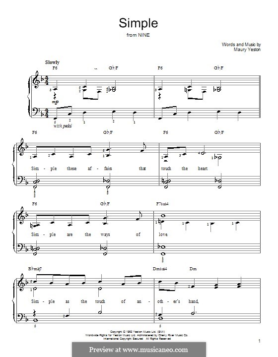 Simple (from Nine): Facil para o piano by Maury Yeston