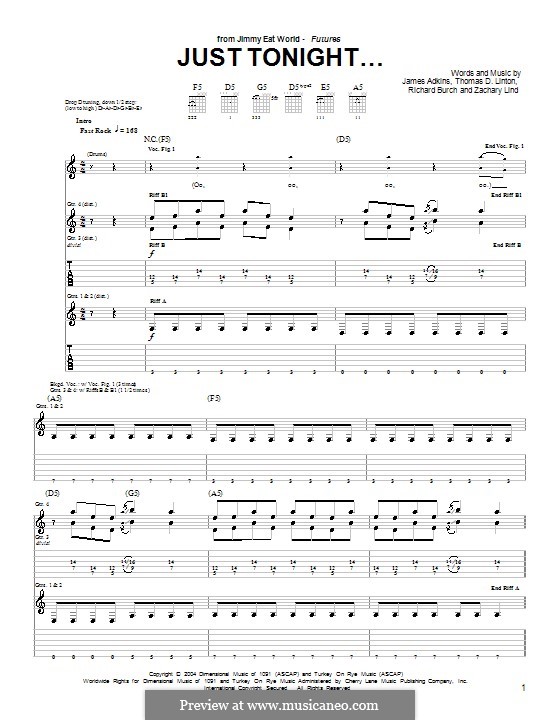 Just Tonight... (Jimmy Eat World): Para guitarra com guia by James Adkins, Richard Burch, Thomas D. Linton, Zachary Lind