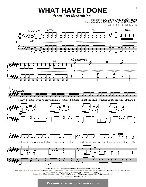 What Have I Done?: Para vocais e piano (ou Guitarra) by Claude-Michel Schönberg