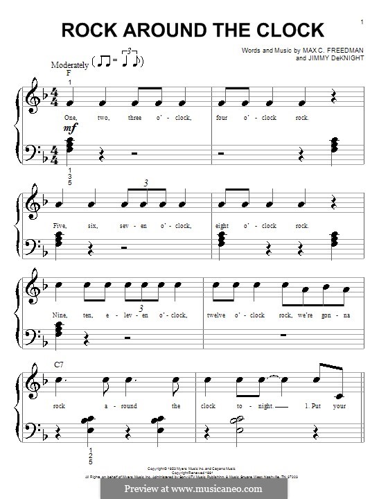 Rock Around the Clock (Bill Haley and His Comets): Facil para o piano by Jimmy DeKnight, Max C. Freedman