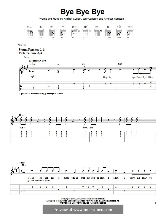 Bye Bye Bye (N Sync): Para guitarra (versão facil) by Andreas Carlsson, Jake Carlsson, Kristian Lundin