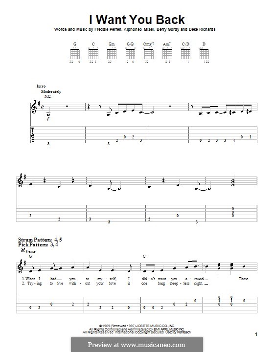 I Want You Back (The Jackson 5): facil Para guitarra com guia by Alphonso Mizell, Berry Gordy, Deke Richards, Freddie Perren