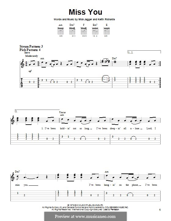 Miss You (The Rolling Stones): Para guitarra (versão facil) by Keith Richards, Mick Jagger