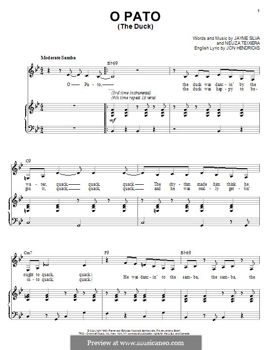 O Pato (The Duck): For voice and piano or guitar (Karrin Allyson) by Jayme Silva, John Hendricks, Neuza Teixiera