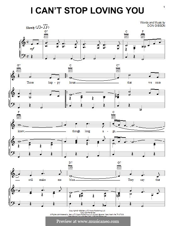 I Can't Stop Loving You: Para vocais e piano (ou Guitarra) by Don Gibson