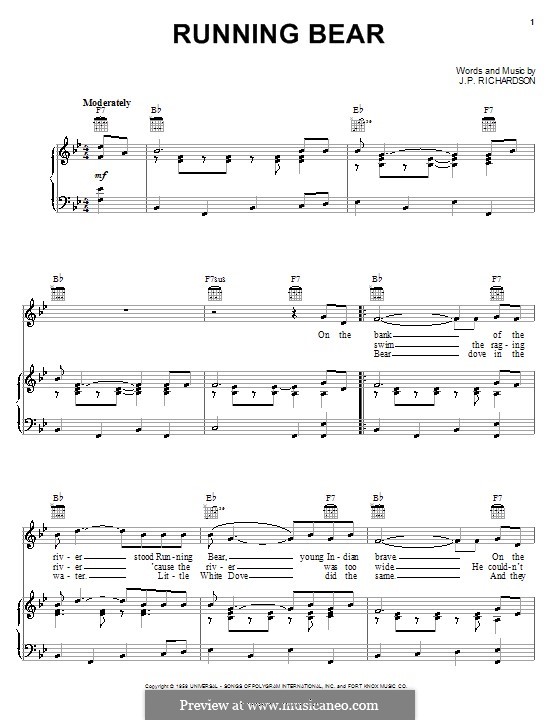 Running Bear: Para vocais e piano (ou Guitarra) by J.P. Richardson