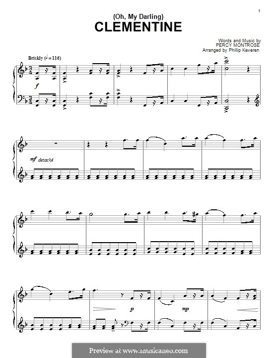 Oh My Darling Clementine Por P Montrose Partituras On Musicaneo