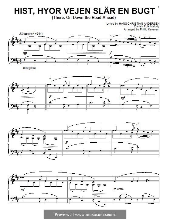 Hist, hyor vejen slar en bugt (There, on Down the Road Ahead): Para Piano by folklore
