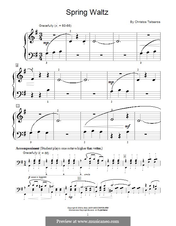 Spring Waltz: Para Piano by Christos Tsitsaros