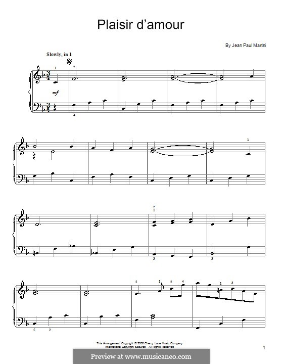 Plaisir d’Amour (The Joys of Love): Para Piano by Jean Paul Egide Martini