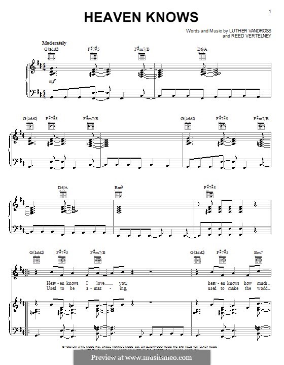 Heaven Knows: Para vocais e piano (ou Guitarra) by Reed Vertelney