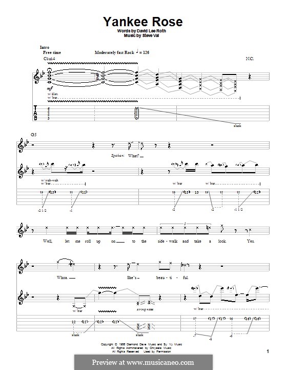 Yankee Rose (David Lee Roth): Para guitarra com guia by Steve Vai