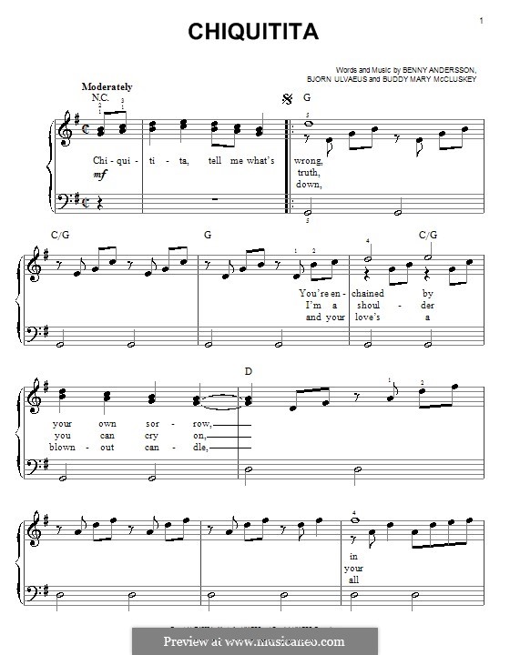 Chiquitita (ABBA): Facil para o piano by Benny Andersson, Björn Ulvaeus