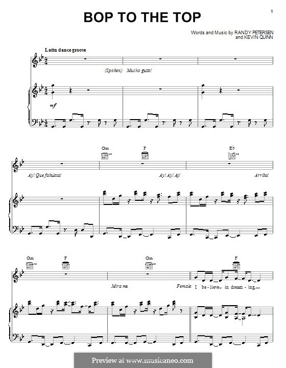 Bop to the Top (High School Musical): Para vocais e piano (ou Guitarra) by Kevin Quinn, Randy Petersen