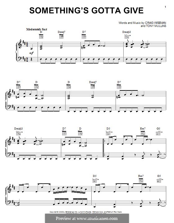 Something's Gotta Give (LeAnn Rimes): Para vocais e piano (ou Guitarra) by Craig Wiseman, Tony Mullins