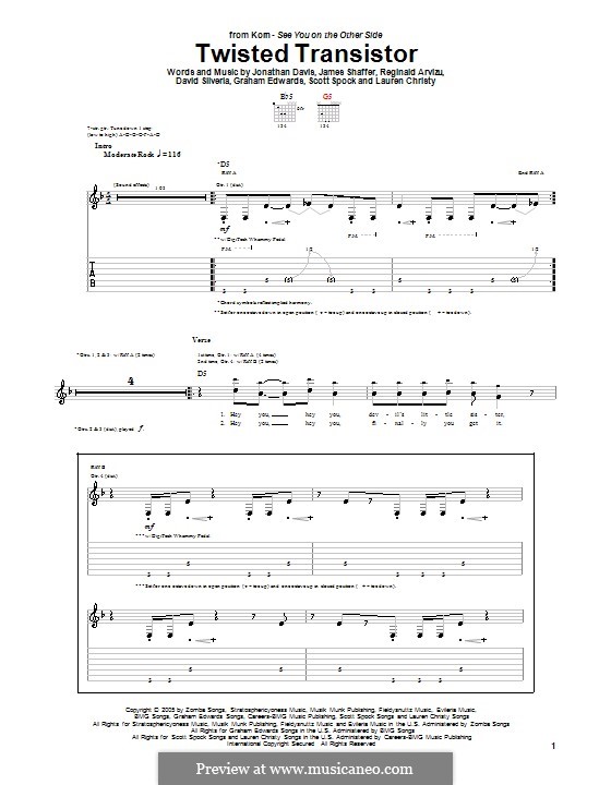 Twisted Transistor (Korn): Para guitarra com guia by David Silveria, Graham Edwards, James Shaffer, Jonathan Davis, Lauren Christy, Reginald Arvizu, Scott Spock