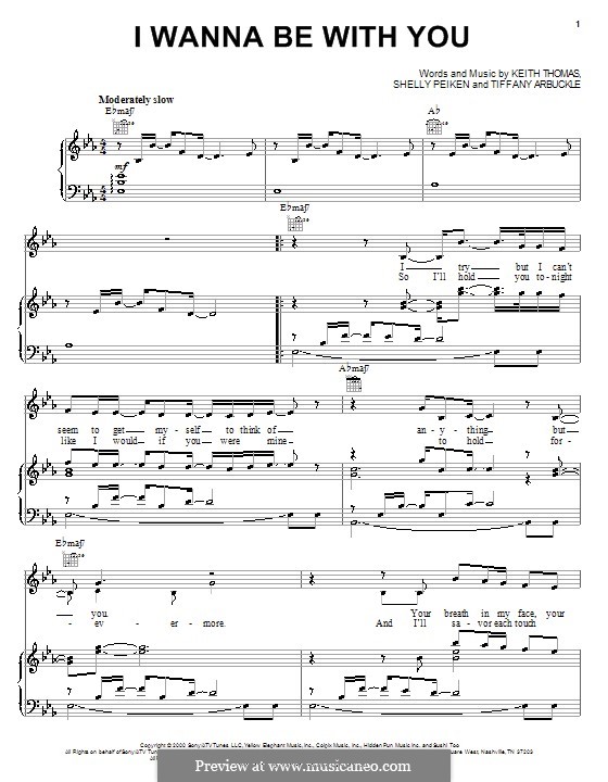 I Wanna Be with You (Mandy Moore): Para vocais e piano (ou Guitarra) by Keith Thomas, Shelly Peiken, Tiffany Arbuckle