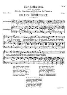 Der Entfernten (To the Distant Beloved), D.350: E flat maior by Franz Schubert