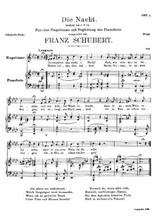 Die Nacht (The Night), D.358: A flat Major by Franz Schubert