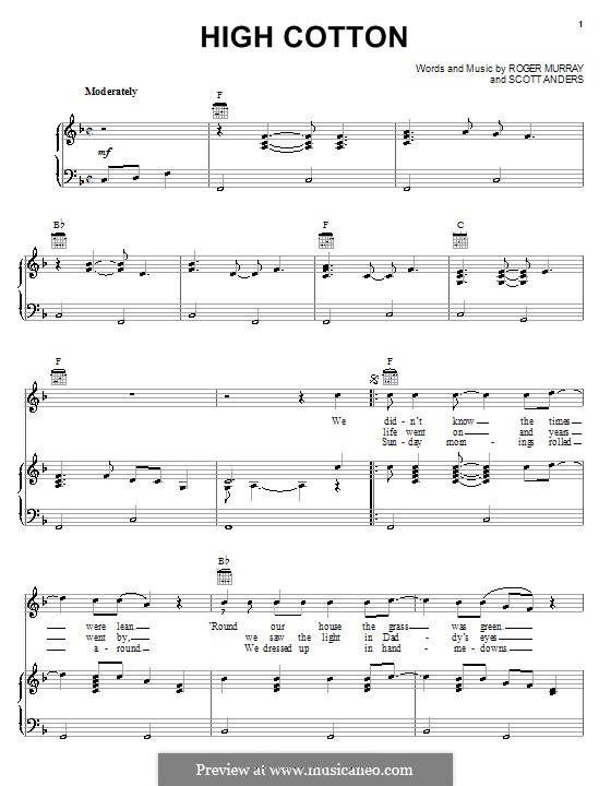 High Cotton (Alabama): Para vocais e piano (ou Guitarra) by Roger Murray, Scott Anders