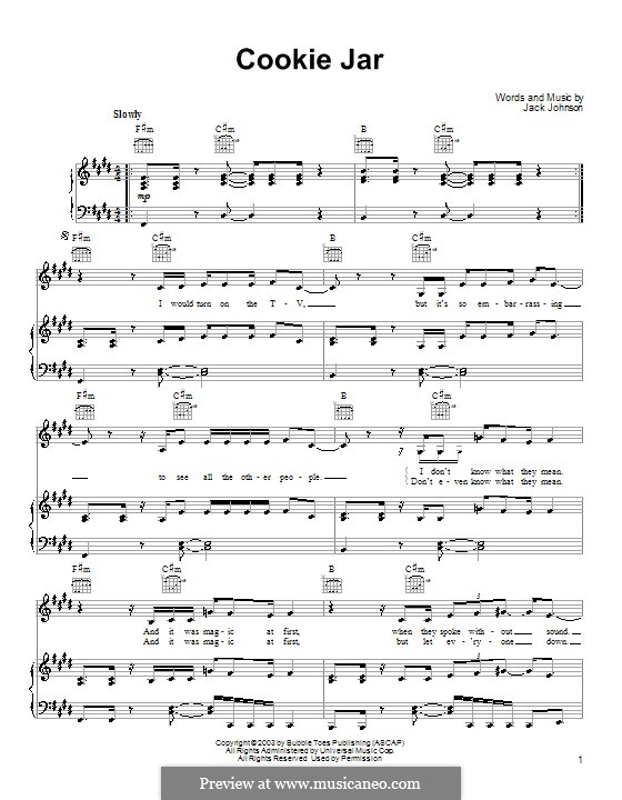Cookie Jar: Para vocais e piano (ou Guitarra) by Jack Johnson