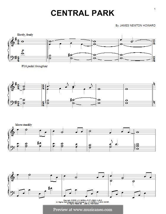 Central Park (from King Kong): Para Piano by James Newton Howard