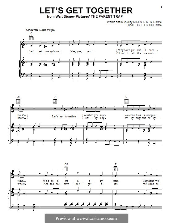 Let's Get Together: Para vocais e piano (ou Guitarra) by Richard M. Sherman, Robert B. Sherman