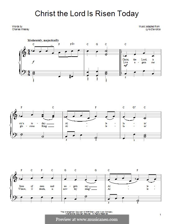 Christ the Lord Is Risen Today: Facil para o piano by folklore
