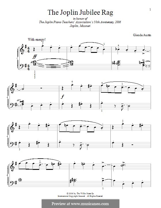 The Joplin Jubilee Rag: Para Piano by Glenda Austin