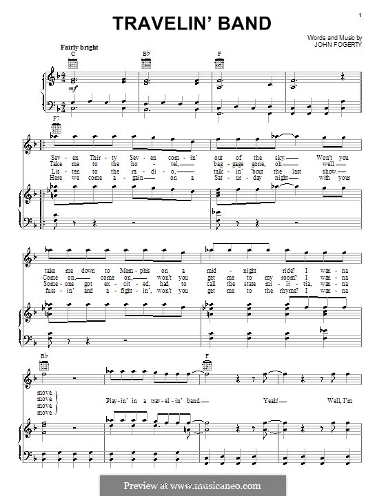 Travelin' Band (Creedence Clearwater Revival): Para vocais e piano (ou Guitarra) by John C. Fogerty