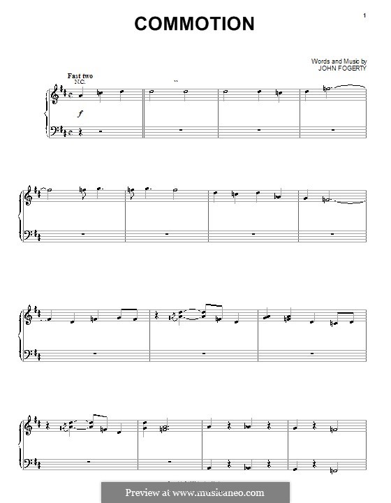 Commotion (Creedence Clearwater Revival): Para vocais e piano (ou Guitarra) by John C. Fogerty