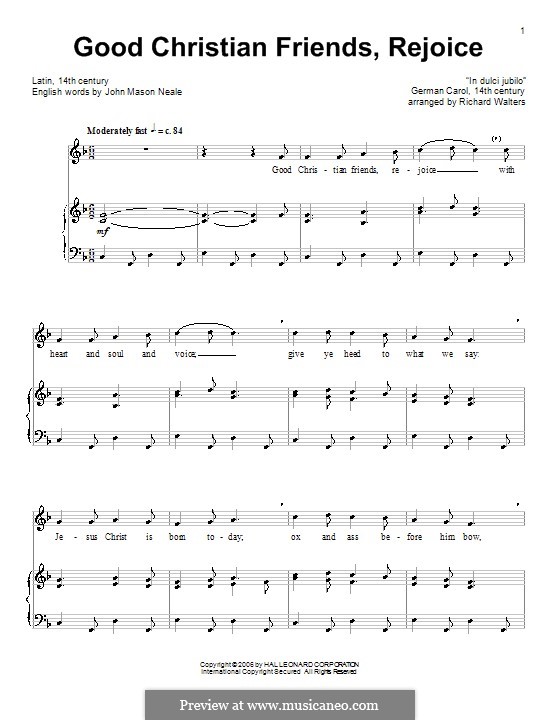 Good Christian Men, Rejoice: Para vocais e piano (ou Guitarra) by folklore