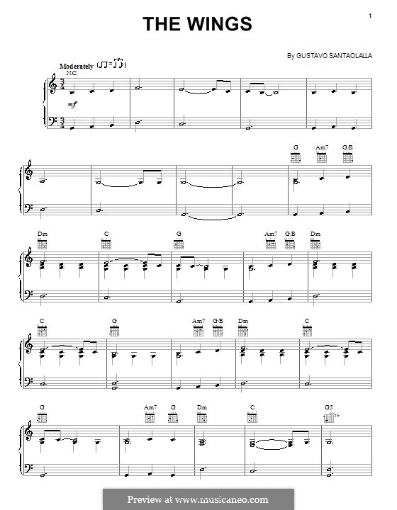 The Wings (from Brokeback Mountain): Para Piano by Gustavo Santaolalla