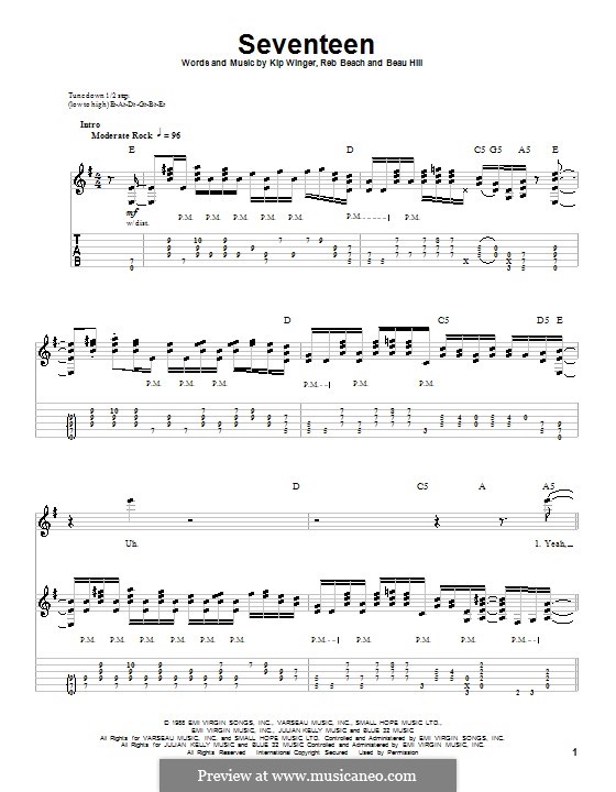 Seventeen (Winger): Para guitarra com guia by Beau Hill, Kip Winger, Reb Beach