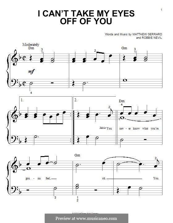 I Can't Take My Eyes Off of You (from High School Musical): para piano (versão facil) by Matthew Gerrard, Robbie Nevil