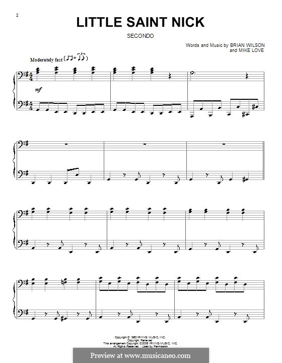 Little Saint Nick (The Beach Boys): para piano de quadro mãos by Brian Wilson, Mike Love