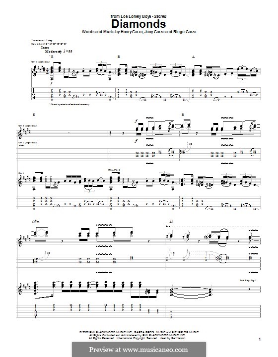 Diamonds (Los Lonely Boys): Para guitarra com guia by Henry Garza, Joey Garza, Ringo Garza