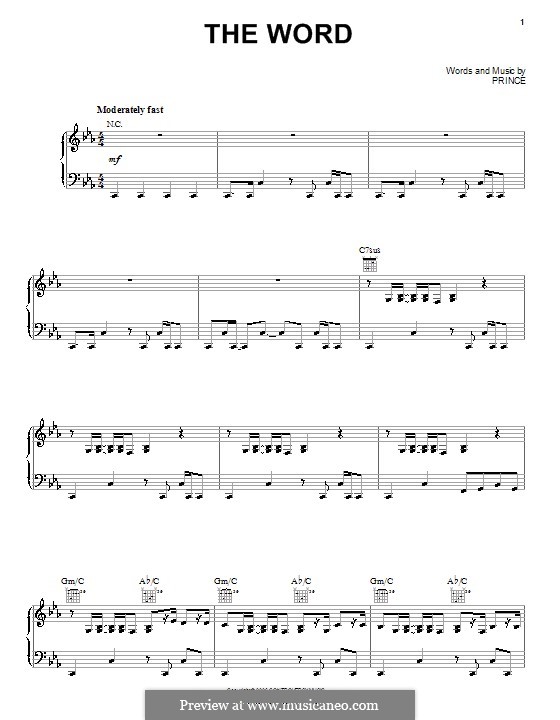 The Word: Para vocais e piano (ou Guitarra) by Prince